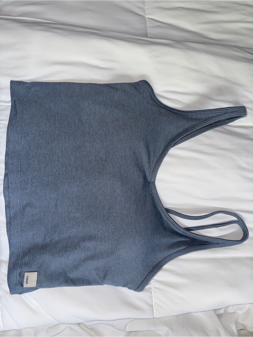 Vuori Blue Double-Strap Crop Tank